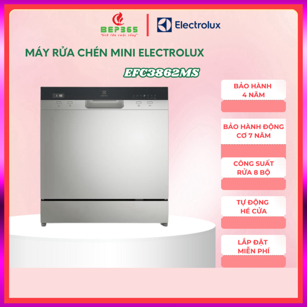 Nhắn để đặt - Máy Rửa Bát Electrolux EFC3862MS – Để Bàn 8 Bộ – AutoOpen – Chính Hãng – Lắp Đặt Miễn 