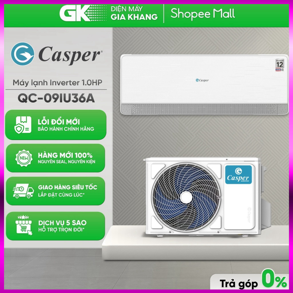 Nhắn để đặt - Máy Lạnh Casper Inverter QC-09IU36A (1.0HP) | QC-12IU36A (1.5HP) [Toàn Quốc] .. Giao n
