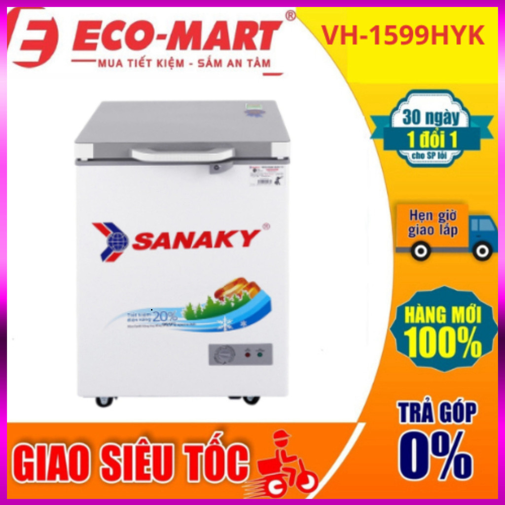 Nhắn để đặt - VH1599HYK Tủ đông Sanaky 100 lít VH-1599HYK màu xám .. Giao nhanh.