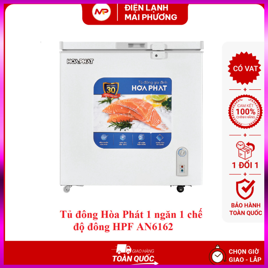 Nhắn để đặt - Tủ đông Hòa Phát 162 Lít HPF AN6162 - Bảo hành toàn quốc 24 tháng tại nhà .. Giao nhan