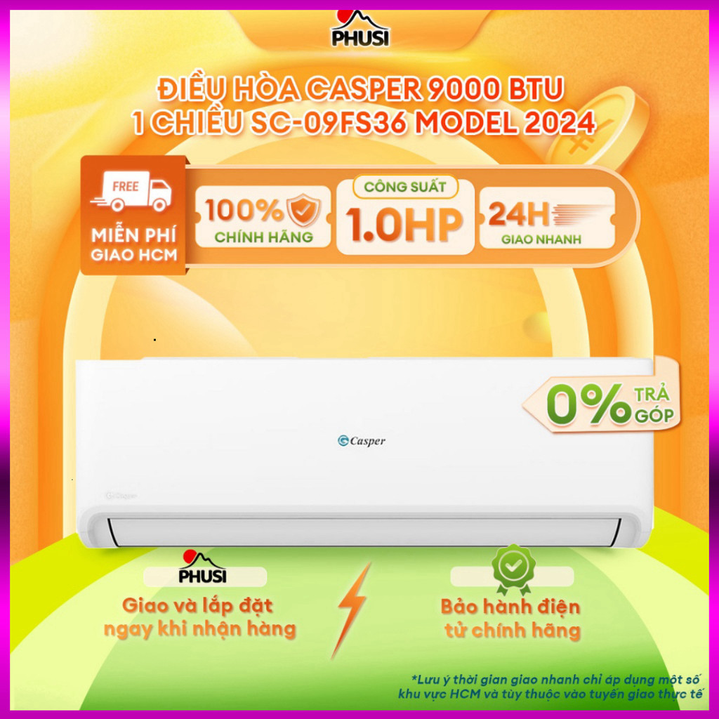 IB SHOP JC-09IU36| SC-09FS36| QC-09IS36| JC-12IU36 [MIỄN PHÍ SHIP HCM] Máy lạnh Casper Inverter 1.0H