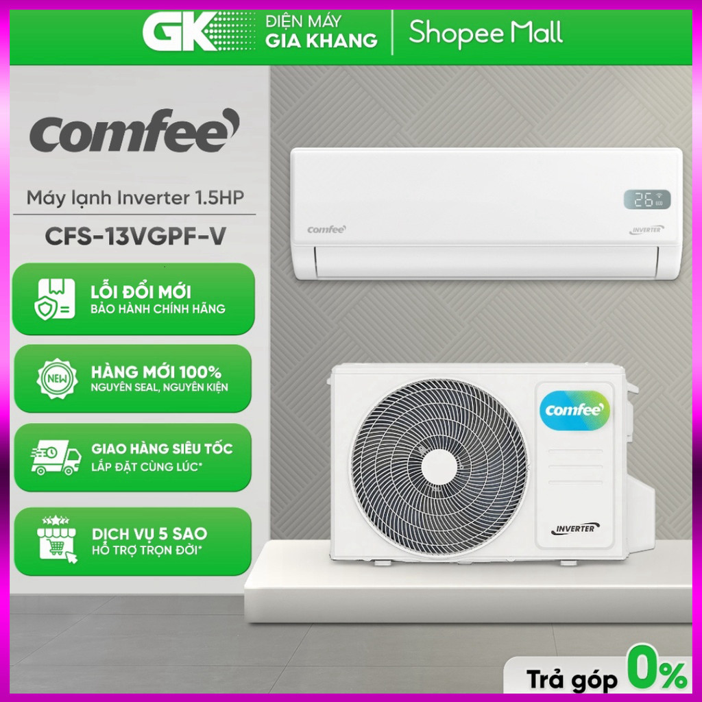 IB SHOP CFS-13VGPF-V - Máy Lạnh Comfee Inverter 1.5 HP CFS-13VGPF [Freeship HCM] .. Giao nhanh.