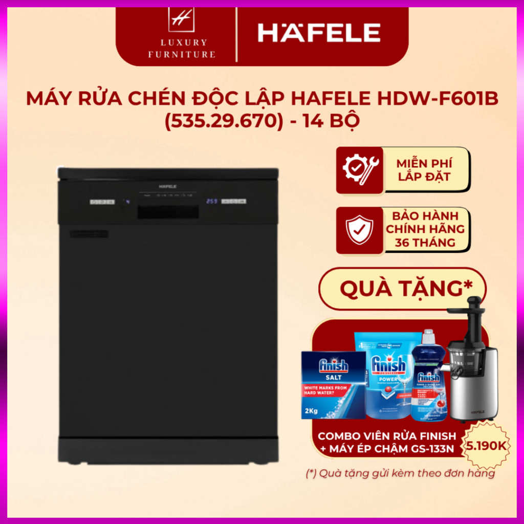 IB SHOP [Miễn phí lắp đặt] Máy rửa chén Hafele HDW-F601B (535.29.670) - Bảo hành 3 năm .. Giao nhanh
