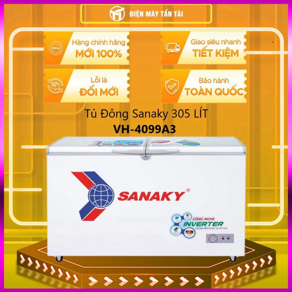 IB SHOP [TẤN TÀI LĐ 0Đ] VH-4099A3 - Tủ Đông Sanaky VH-4099A3 1 NGĂN,2 CỬA,305 LÍT - MIỄN PHÍ GIAO HC