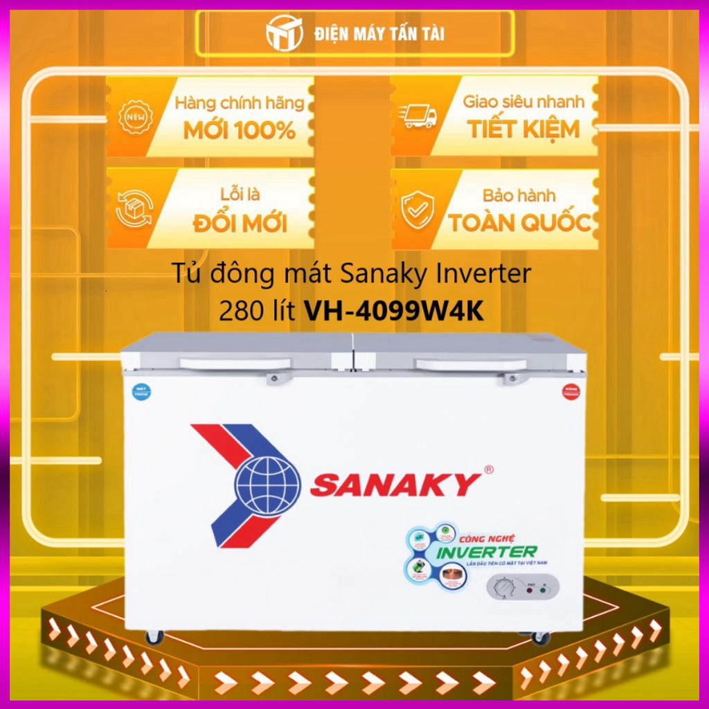 IB SHOP VH-4099W4K - Tủ đông mát Sanaky Inverter 280 lít VH-4099W4K2 ngăn 2 cửa - giao hàng miễn phí