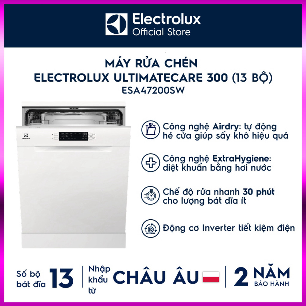 IB SHOP Free giao lắp - Máy rửa chén độc lập Electrolux 60 cm UltimateCare 300 cho 13 bộ chén đĩa ES