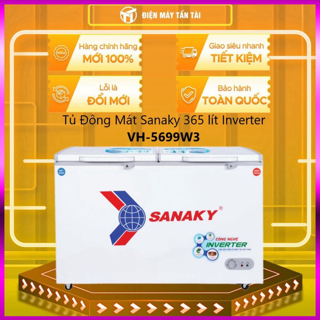IB SHOP [TẤN TÀI LĐ 0Đ] VH-5699W3 - Tủ Đông Mát Sanaky 365 lít Inverter VH-5699W3 - 1 đông 1 mát -CH