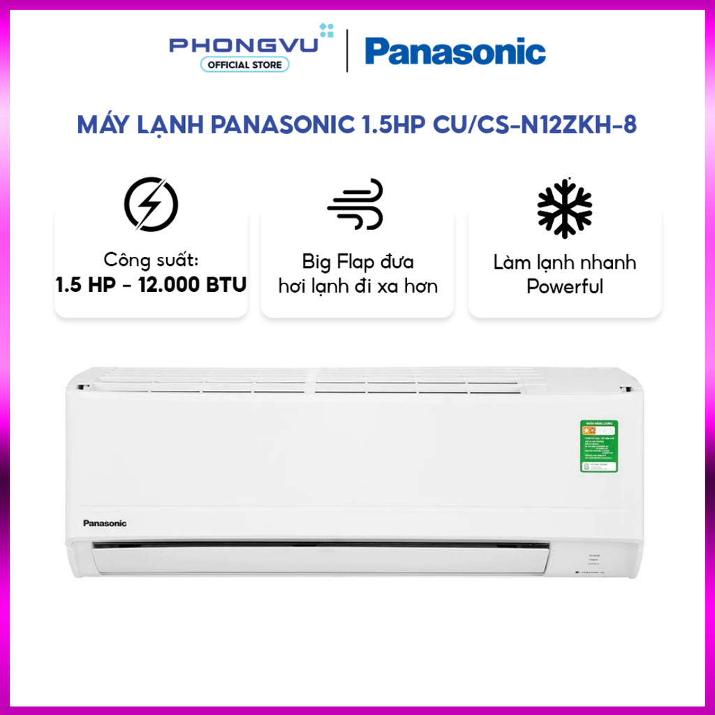 IB SHOP [Shopee Lắp Đặt 0Đ HN HCM] Máy lạnh Panasonic 1.5HP CU/CS-N12ZKH-8, Làm lạnh nhanh, Vận hành