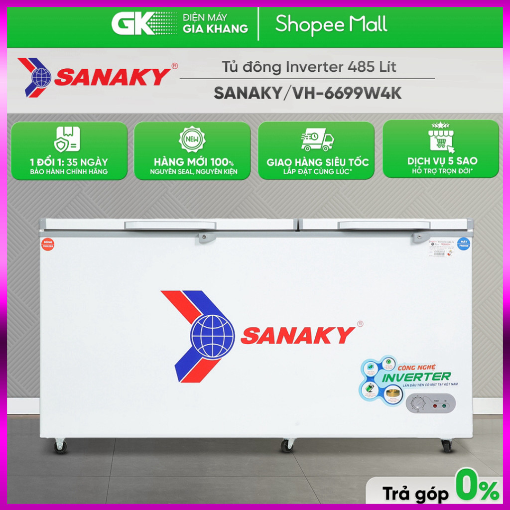 IB SHOP VH-6699W4K - Tủ Đông Sanaky Inverter VH-6699W4K 485 Lít [Freeship HCM] .. Giao nhanh.