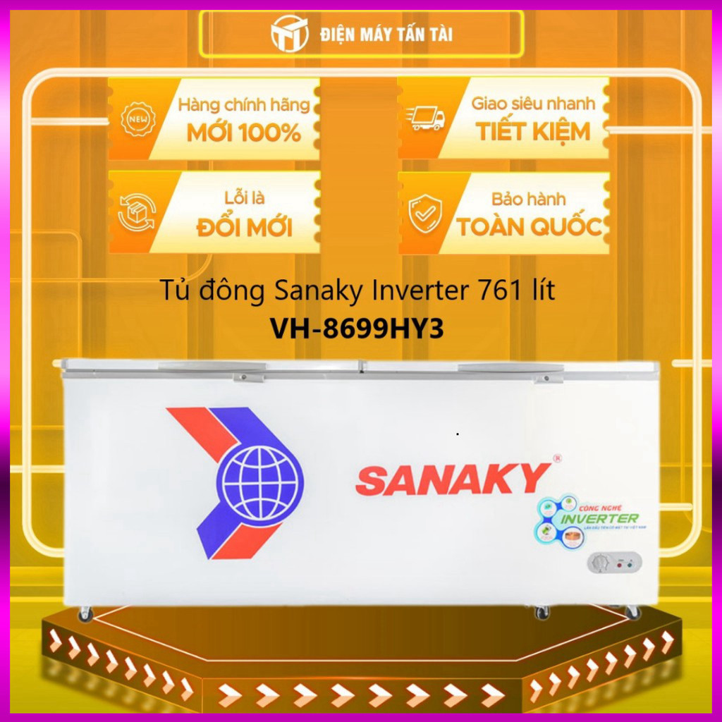 IB SHOP VH-8699HY3 - Tủ đông Sanaky Inverter 761 lít VH-8699HY3 1 ngăn đông 2 cửa - MIỄN PHÍ GIAO HC