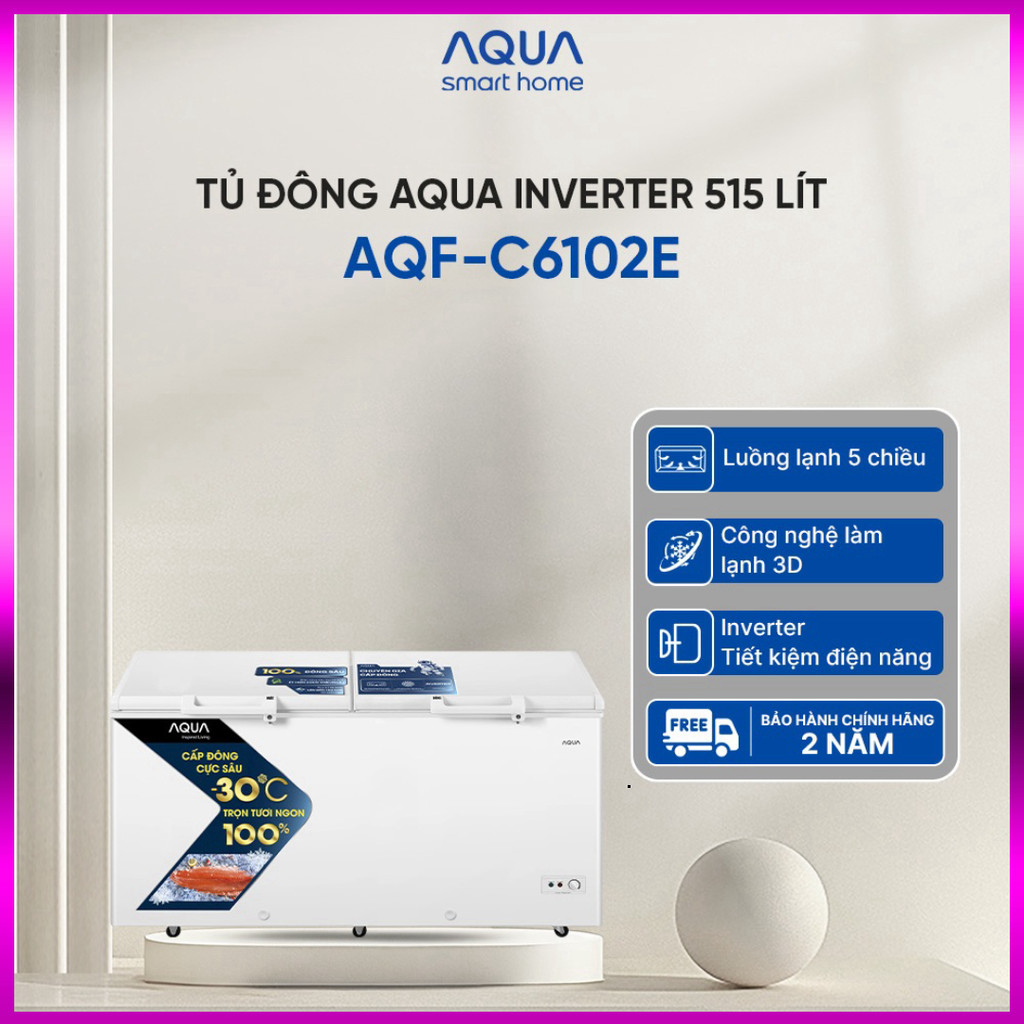 IB SHOP Tủ đông Aqua Inverter 515 Lít AQF-C6102E .. Giao nhanh.