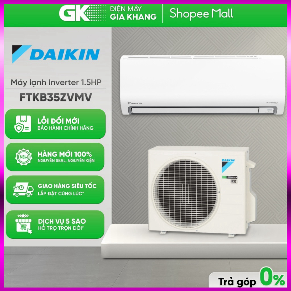 IB SHOP [GIAM300] FTKB35ZVMV Máy Lạnh | Điều Hòa DAIKIN Inverter FTKB35ZVMV/RKB35ZVMV 1.5HP - [Toàn 