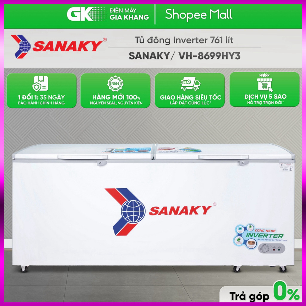 IB SHOP VH-8699HY3 - Tủ Đông Sanaky Inverter 761 Lít VH-8699HY3 2 Cửa 1 Ngăn Đông [Freeship HCM] .. 
