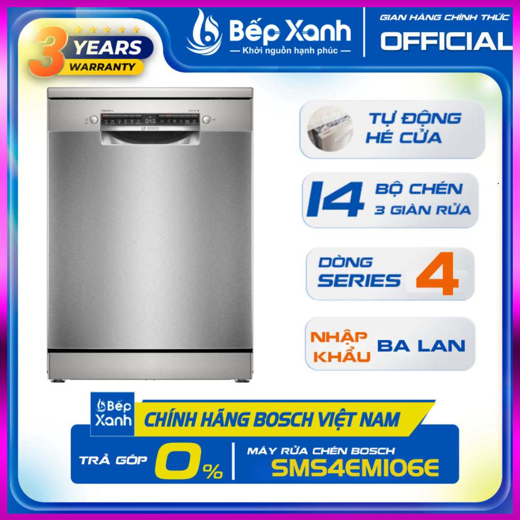 IB SHOP [MẪU 2025 - HÉ CỬA] - Máy rửa bát sấy hé cửa Auto Opendoor  Bosch SMS4EMI06E/SMS6ECI11E - Bả