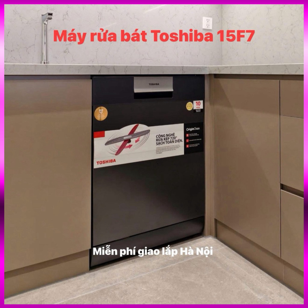 IB SHOP Máy rửa chén Toshiba DW-15F7(G)-VN 15 bộ sấy khí tươi + hé cửa tự động lỗi đổi 6 tháng .. Gi