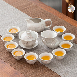 Bộ Ấm Chén Men Sứ Trắng [ HOÀNG ĐAN TEA ] Trà Đạo Phong Cách Trung Hoa – Chén Khải Men Sứ Đức Hóa Trà Đạo