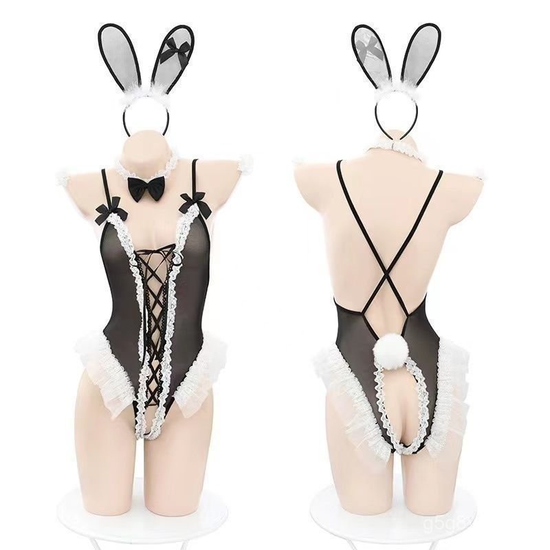Bộ đồ ngủ cao cấp phong cách Bunny Girl, áo camisole sexy, quần lót ren, bộ đồ ngủ thời trang cho cặ