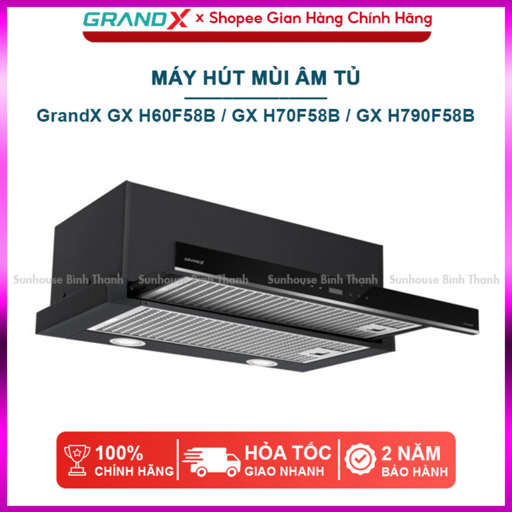 IB SHOP Máy hút mùi GrandX GX H70F58B, GX H90F58B điều khiển cảm ứng (lắp ăm tủ) - Bảo hành 2 năm tậ