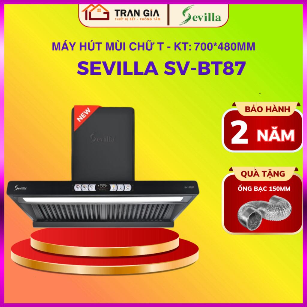 IB SHOP Hút mùi Sevilla BT87 | 70CM | Hút mùi chữ T Sevilla SV-BT87 | Bảo hành 2 năm .. Giao nhanh.