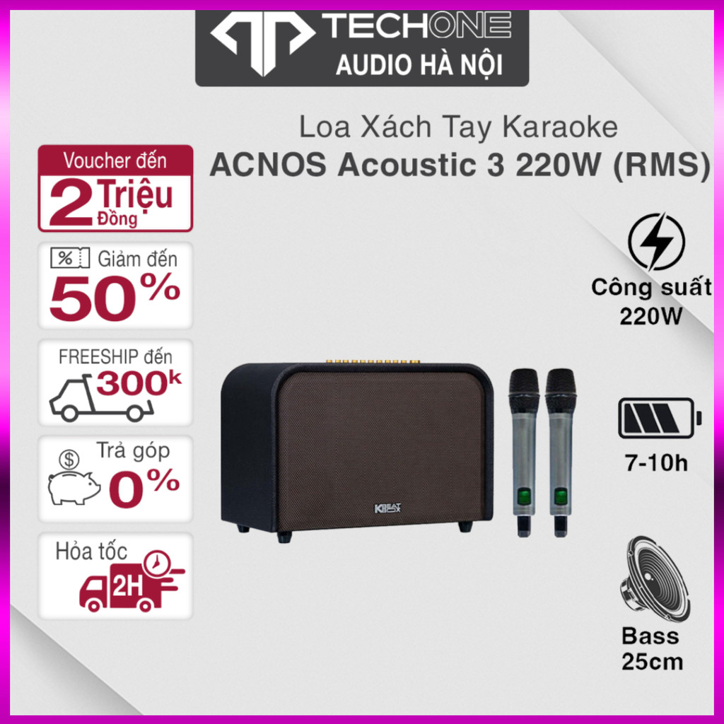 IB shop  Loa karaoke Acnos Acoustic 3 và Acoustic 3 Compact Công Suất 1000W (PMPO)Kèm 2 Micro Chống 