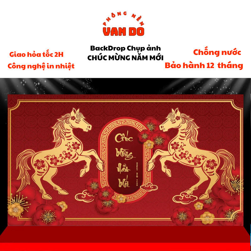 Nền chụp ảnh Tết rực rỡ, Bạt trang trí Xuân - In Hiflex ngoài trời từ VanDo