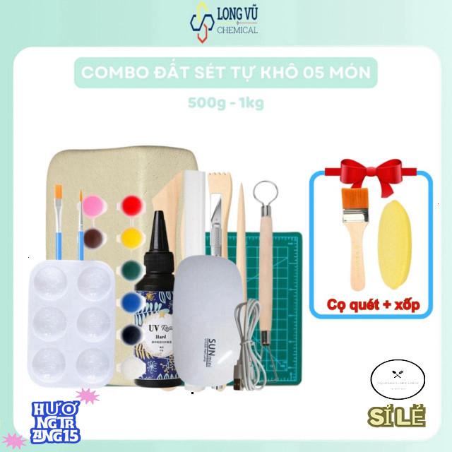 Bộ Công Cụ Thủ Công Đất Sét Tự Khô 5 Món - Hộp Nghệ Thuật Clay Craft Box - Long Vu Resin