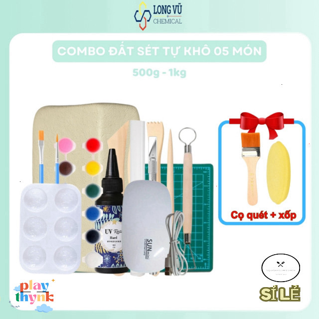 Bộ Đất Sét Tự Khô 5 Món - Hộp Dụng Cụ Nghệ Thuật Clay Craft Box từ Long Vu Resin