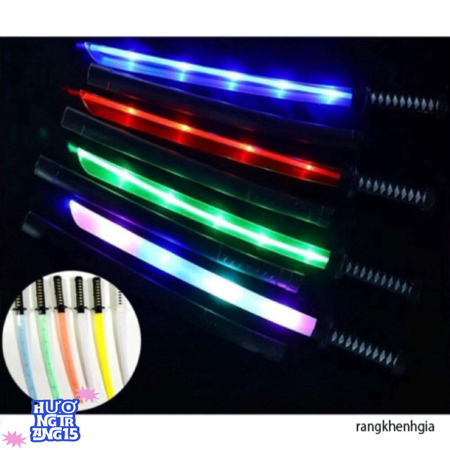 Kiếm katana nhựa phát sáng cho trẻ, có nhạc, sử dụng 3 pin AAA (không kèm pin), màu sắc ngẫu nhiên.