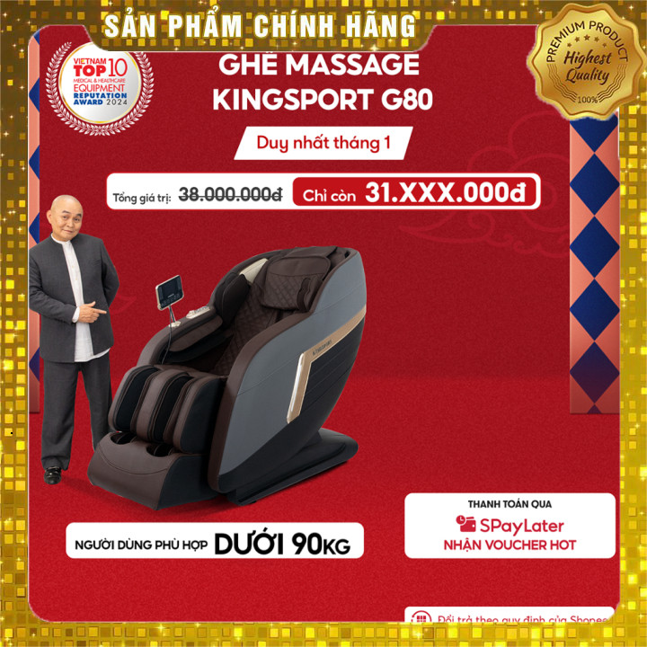 IB shop  Ghế massage toàn thân KINGSPORT G80 hệ thống con lăn 3D hiện đại, công nghệ lọc khí Ion âm 