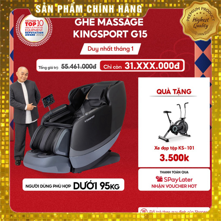 IB shop  CHỈ GIAO MIỀN BẮC | Ghế massage KINGSPORT Standard G15 công nghệ mới Kingtech Touch Pro, ma