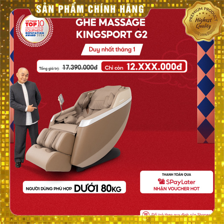 IB shop  Ghế massage KINGSPORT Standard G2 con lăn di chuyển cổ vai, thiết kế hiện đại, khung ghế rộ