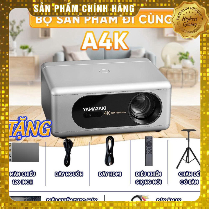 IB shop  Máy Chiếu Mini Yamazaki A4K FULL HD 4K Thiết Kế Sang Trọng Độ Sáng 1200 ANSI Phù Hợp Chiếu 