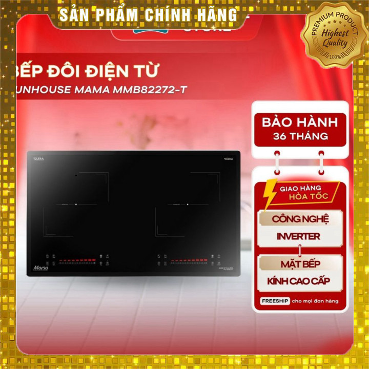 IB shop  Bếp Đôi Điện Từ SUNHOUSE MAMA MMB82272-T Bảo Hành 36 Tháng, Công Nghệ INVERTER Tiết Kiệm Đi