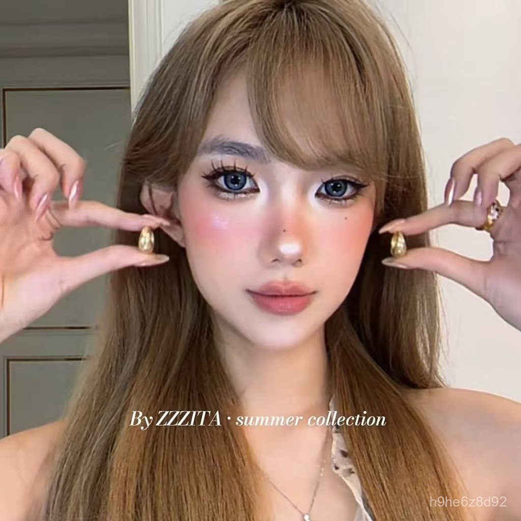 ZZZITA 【Phong cách Kendall Jenner~】Đá bào caramel hình giọt nước ins Thiết kế bông tai hình tròn sao