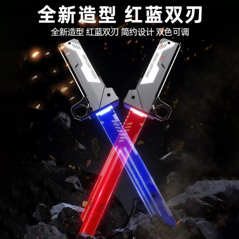 KIẾM ĐÔI ÁNH SÁNG TWIN CROSSED – LIGHTSABER PHÁT SÁNG LED, KẾT NỐI GHÉP 2 KIẾM