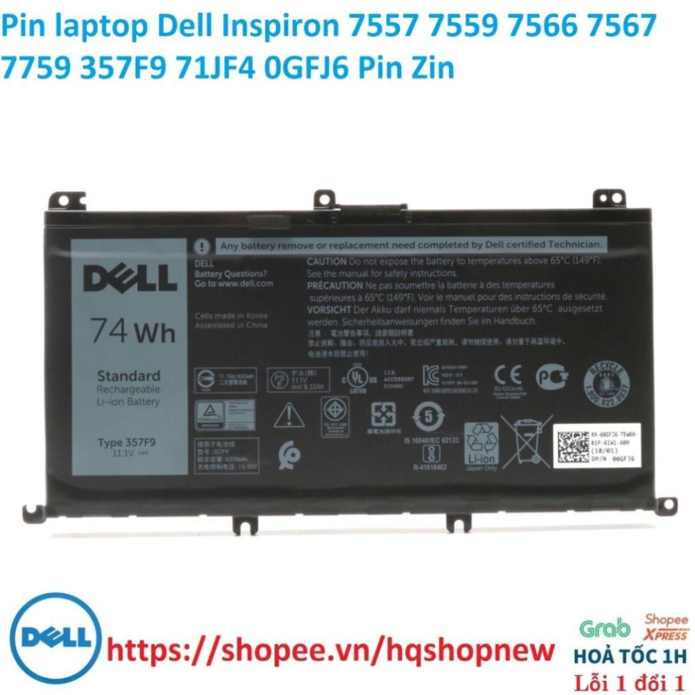 ⚡️ Pin laptop Dell Inspiron 7557 7559 7566 7567 7759 357F9 71JF4 0GFJ6 Pin - New