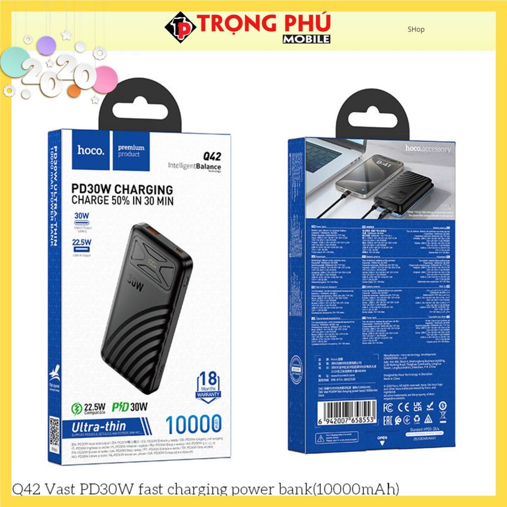 Pin sạc dự phòng Hoco Q42 10.000mah PD 30w - Shop bán chạy