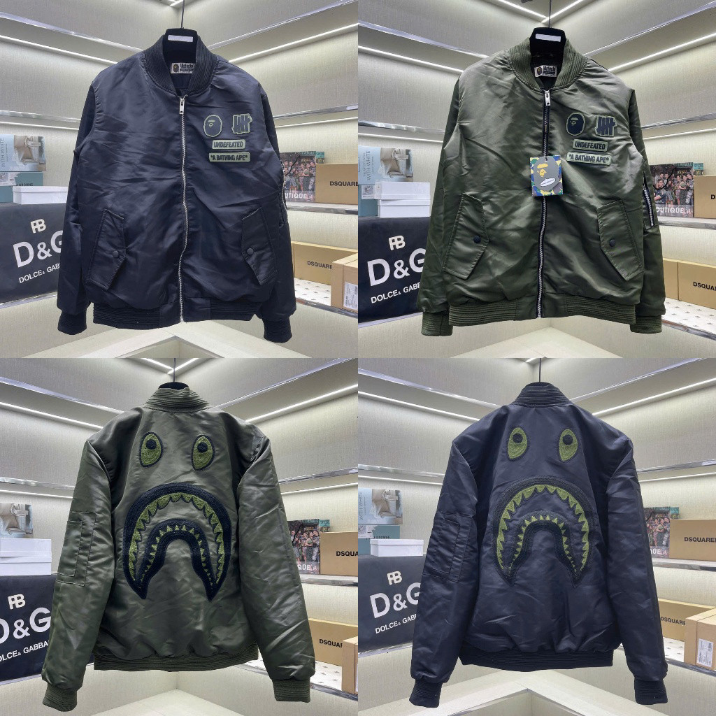[SALE] Áo bomber thời trang unisex PB thêu logo cao su,Áo Khoác Cá Mập Bape Chính Hãng