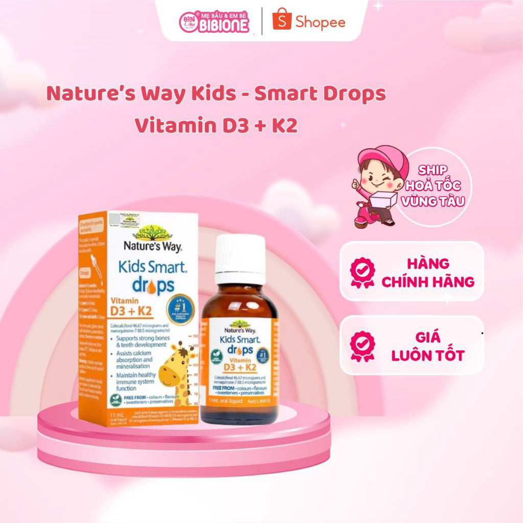 Vitamin D3K2 Thuần Chay ORGANIC Nature’s Way, Vitamin D3K2 Thế Hệ Mới Cho Bé 11ml