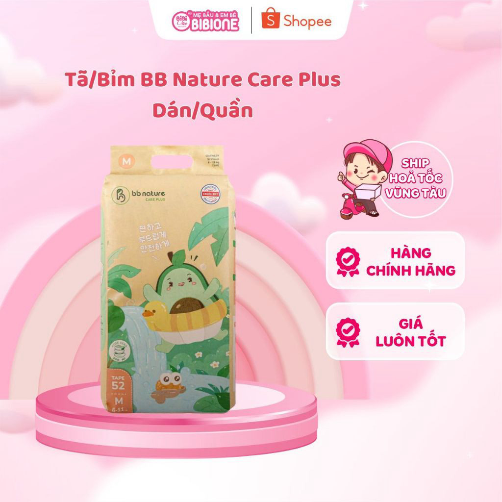 {4bịch}Tã Bỉm BB NATURE CARE PLUS Mẫu Mới size NB/S/M/L/XL/XXL/3XL/4XL