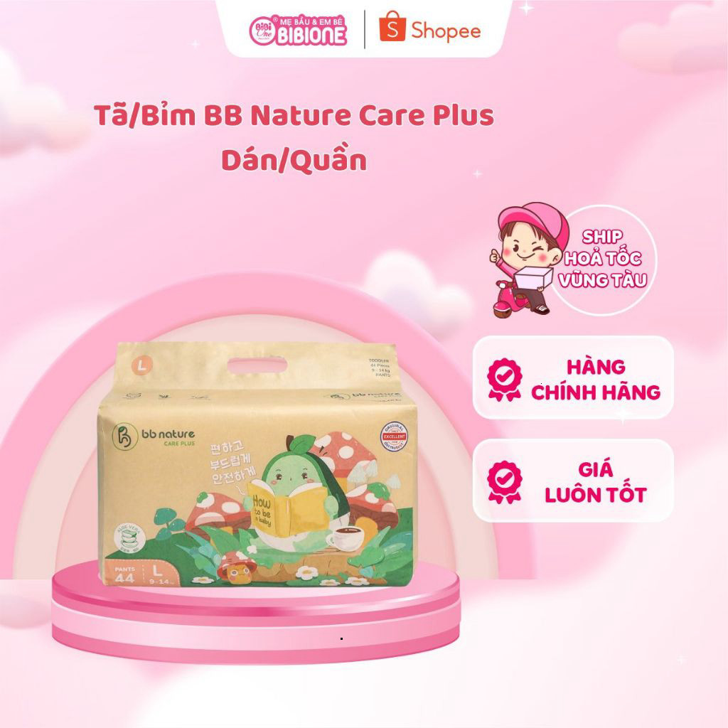 {2bịch}Tã Bỉm BB NATURE CARE PLUS Mẫu Mới size NB/S/M/L/XL/XXL/3XL/4XL