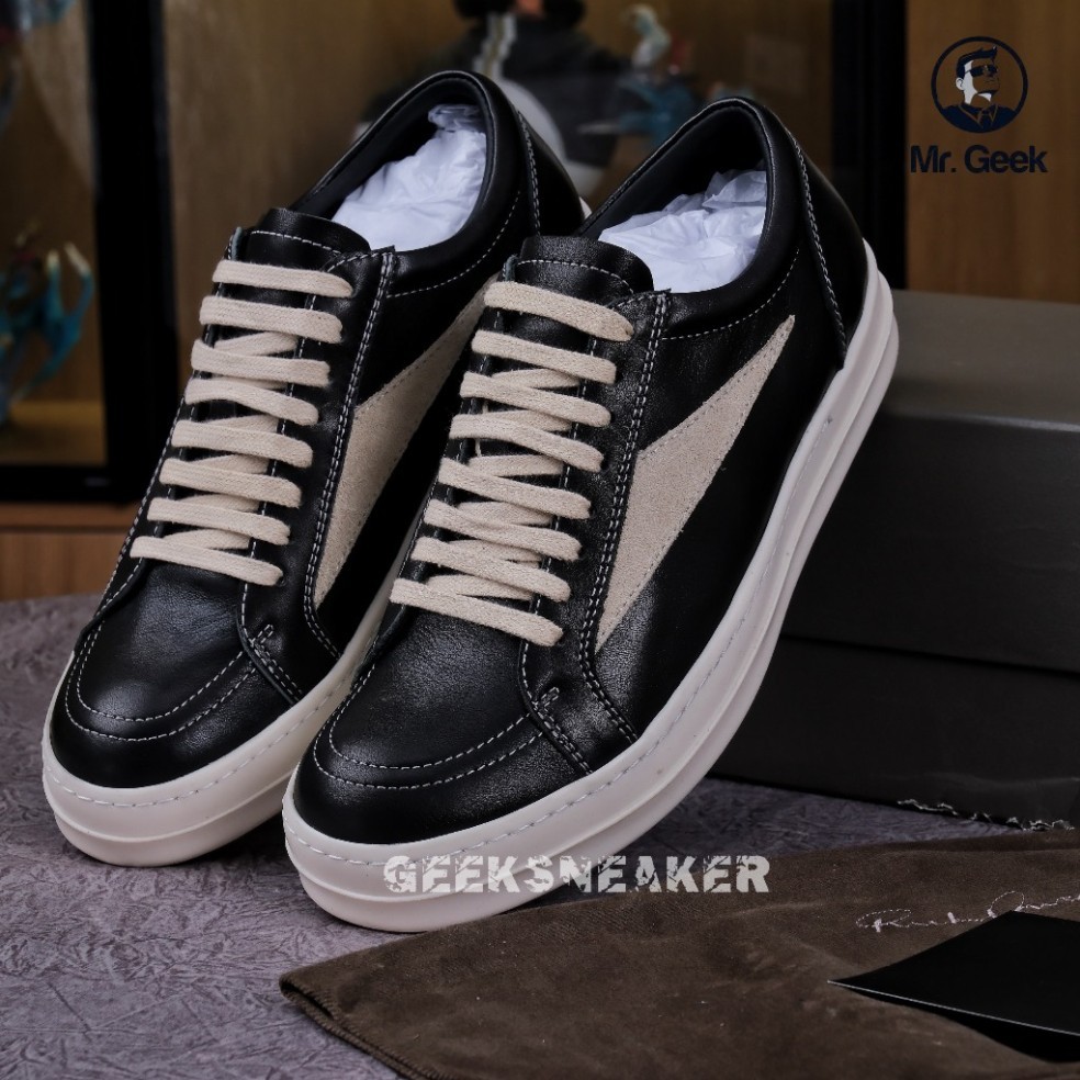 [GeekSneaker] Giày Sneaker cổ thấp Rick Owens Vintage Black/Milk
