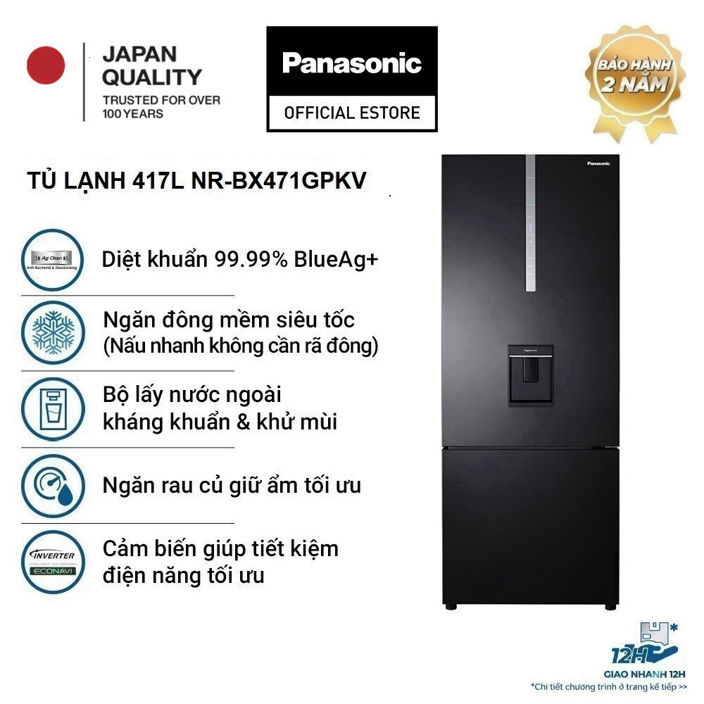 [TRẢ GÓP 0%] Tủ Lạnh 2 Cánh Panasonic 417 lít NR-BX471GPKV - Hàng Chính Hãng - Freeship toàn quốc