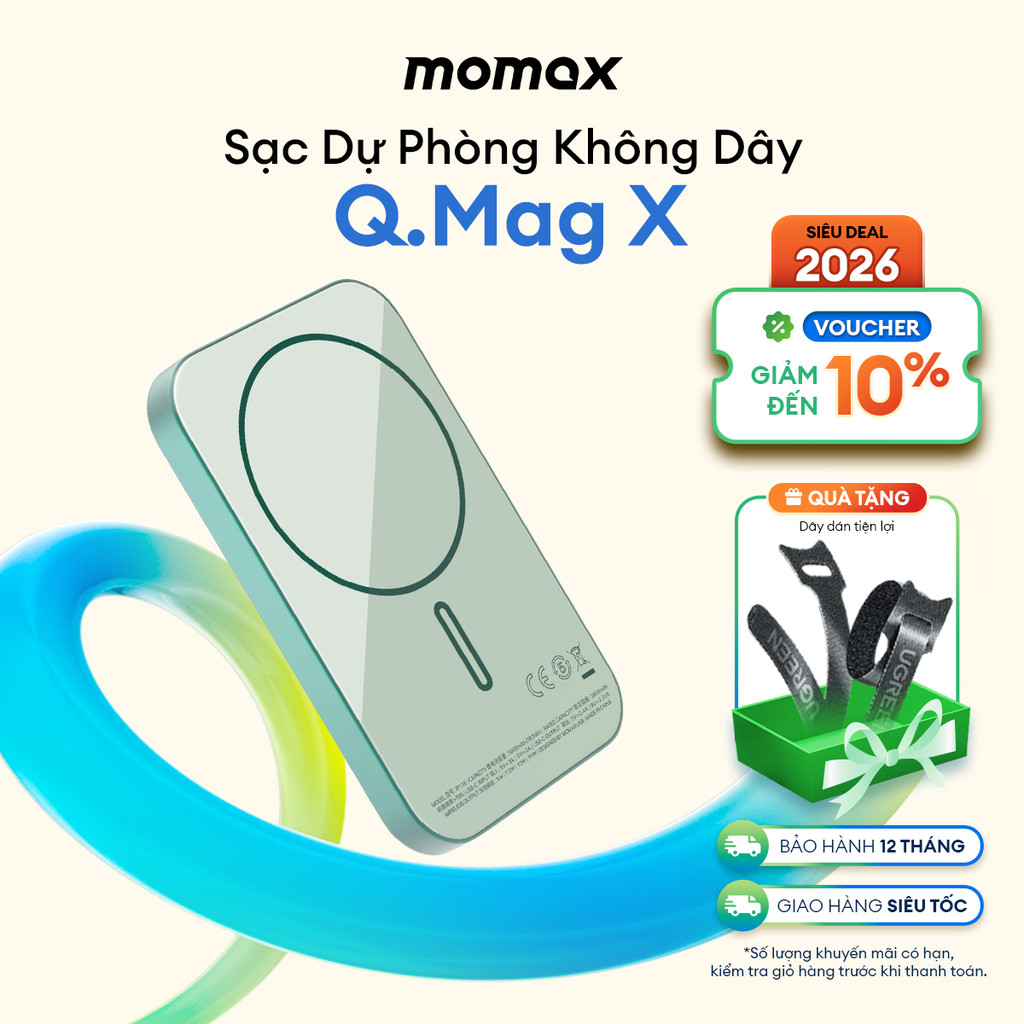 Sạc Di Động Không Dây Từ Tính MOMAX Q.Mag X/X1/X2 | Sạc Nhanh 15W | Bảo Hành 18T 1 Đổi 1