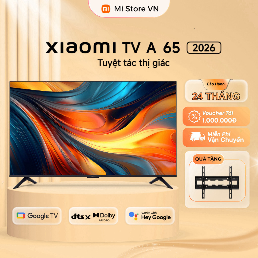 Smart Tivi Xiaomi A 65 Inch Google TV 4K 2026, Có Tiếng Việt - Bảo Hành 24 Tháng Chính Hãng