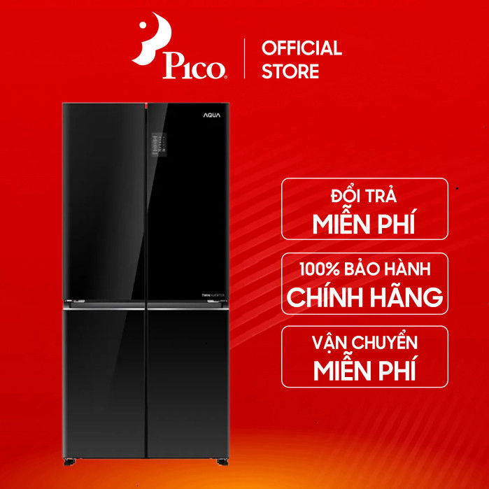 Tủ lạnh AQUA Inverter 4 cửa 469 lít AQR-M536XA(GB) mặt kính đen