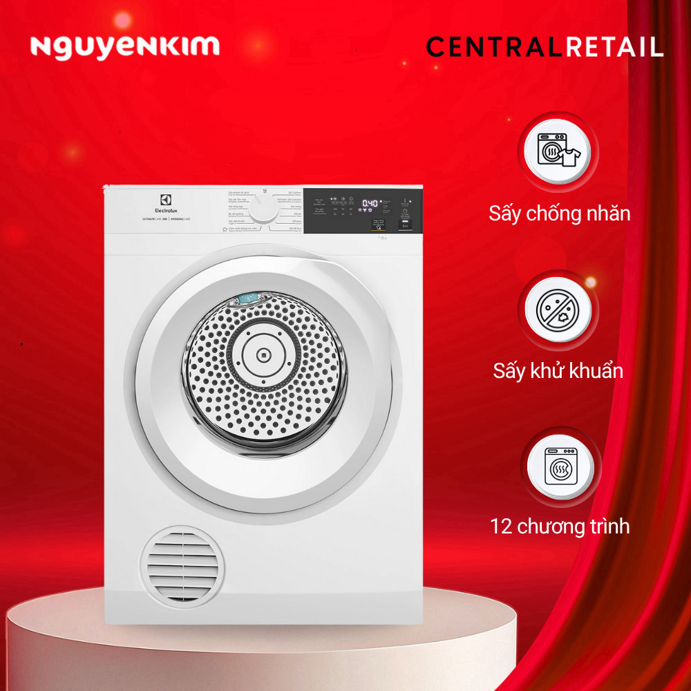 Máy sấy quần áo thông hơi Electrolux 9 kg EDS904H3WC