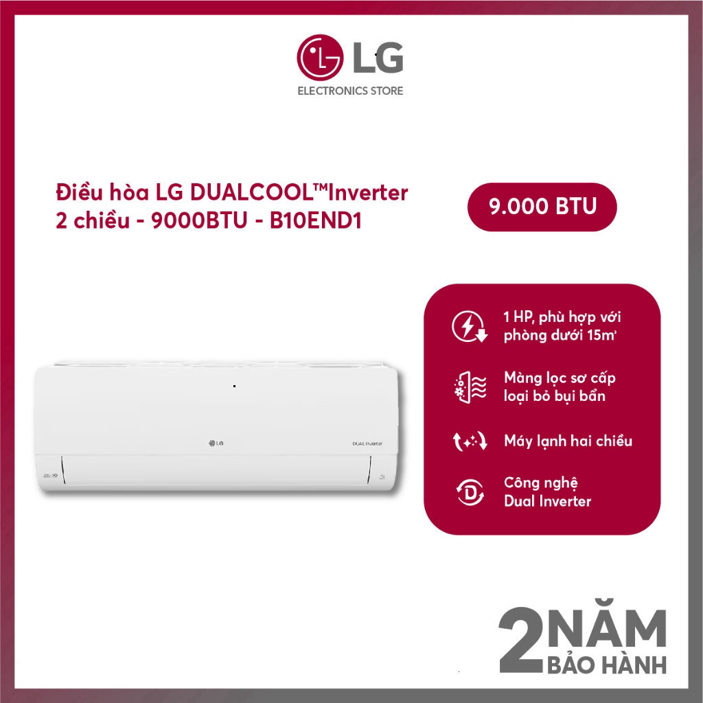 [Shopee - Lắp đặt 0Đ HN HCM] Điều hòa 2 chiều LG Inverter 9000BTU B10END1 - Shopee Giao toàn quốc+ch