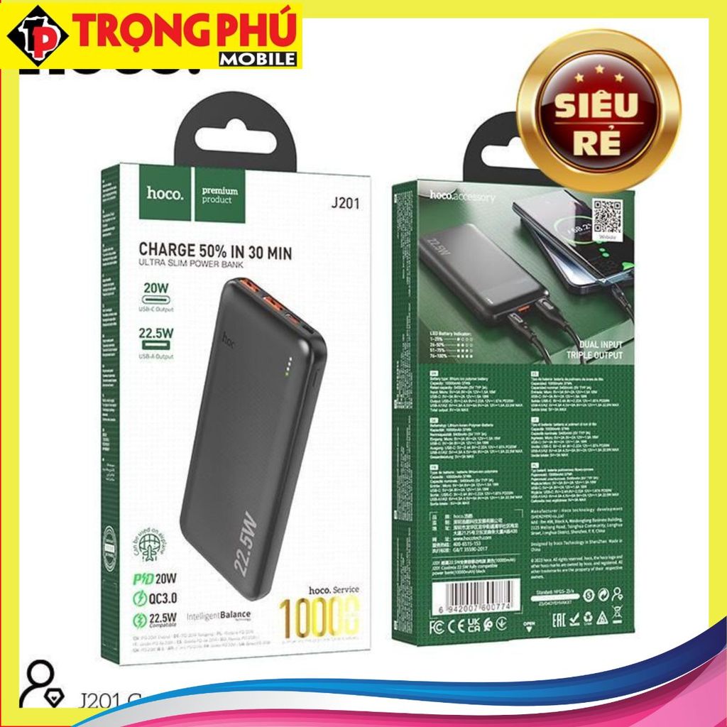 Sạc Dự phòng Hoco J201  Trọng Phú mobile
