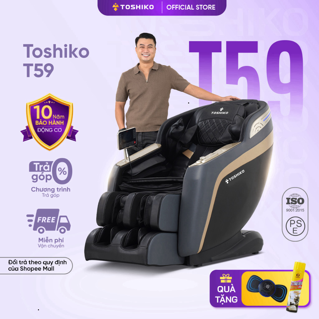 Ghế massage trị liệu toàn thân Toshiko T59, đa chức năng, sử dụng công nghệ con lăn 4D cao cấp